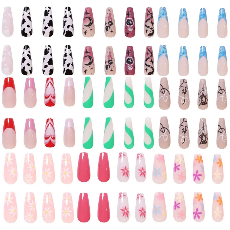 Extra Long Coffin Nail French Ballerina Full Cover