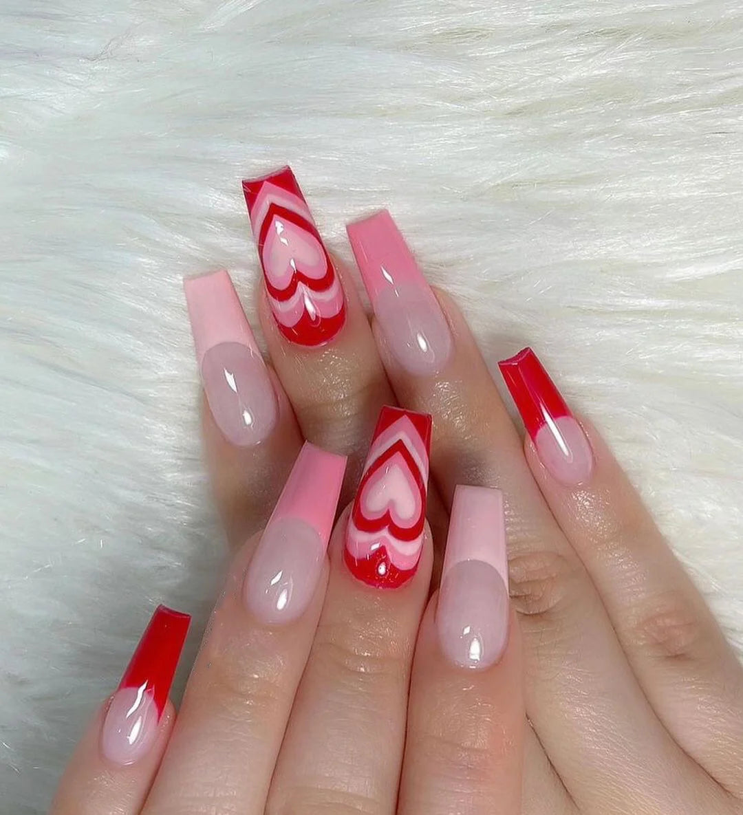 Extra Long Coffin Nail French Ballerina Full Cover