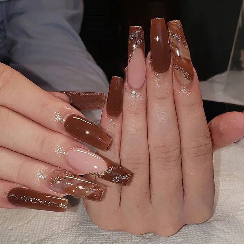 Extra Long Coffin Nail French Ballerina Full Cover