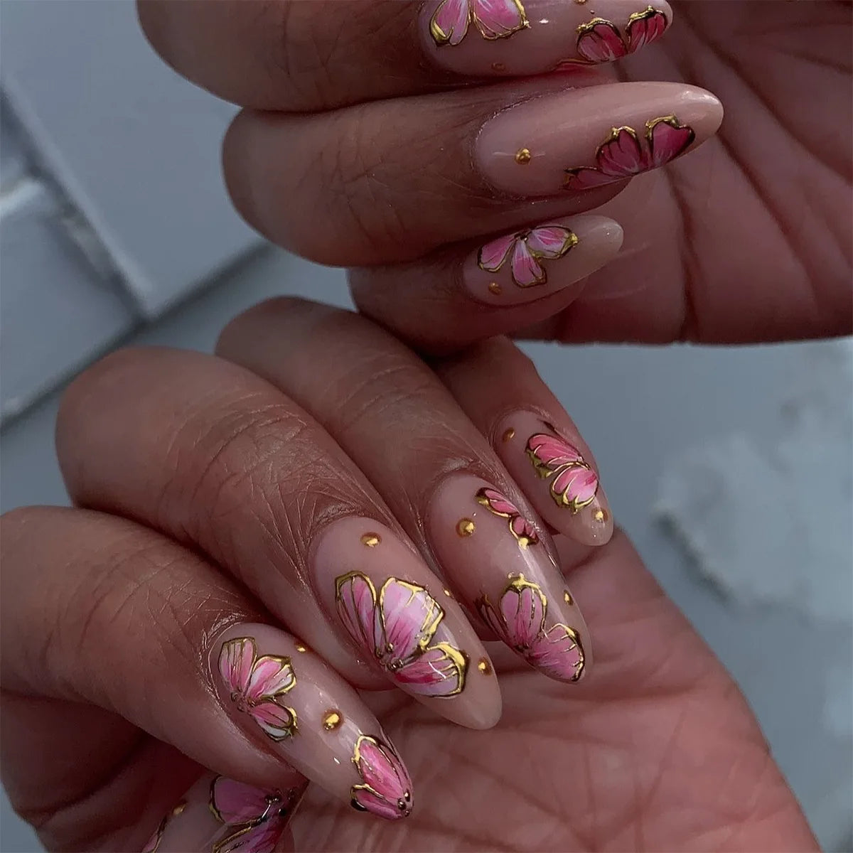 24 pc  Star French Almond Press-On Nails