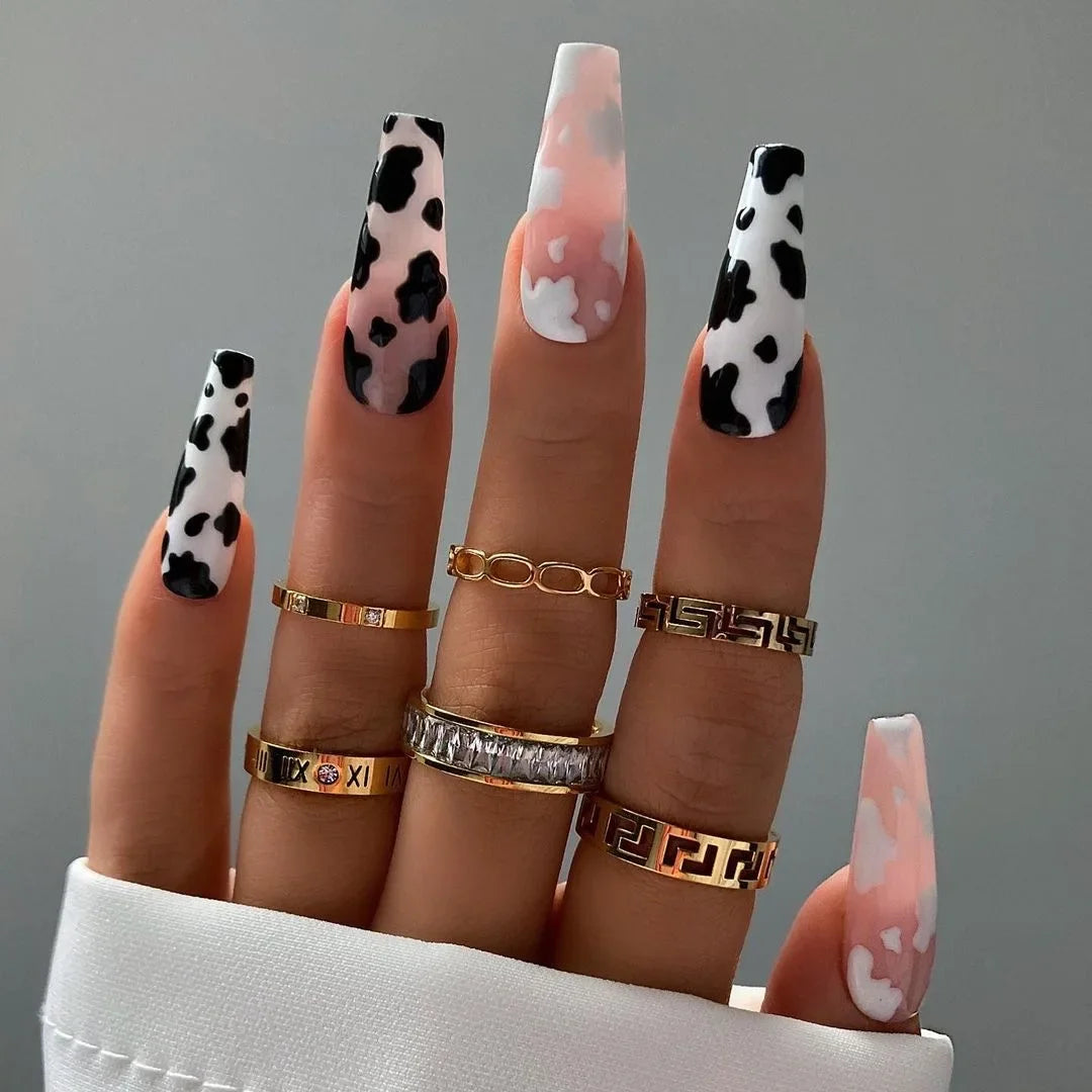 Extra Long Coffin Nail French Ballerina Full Cover