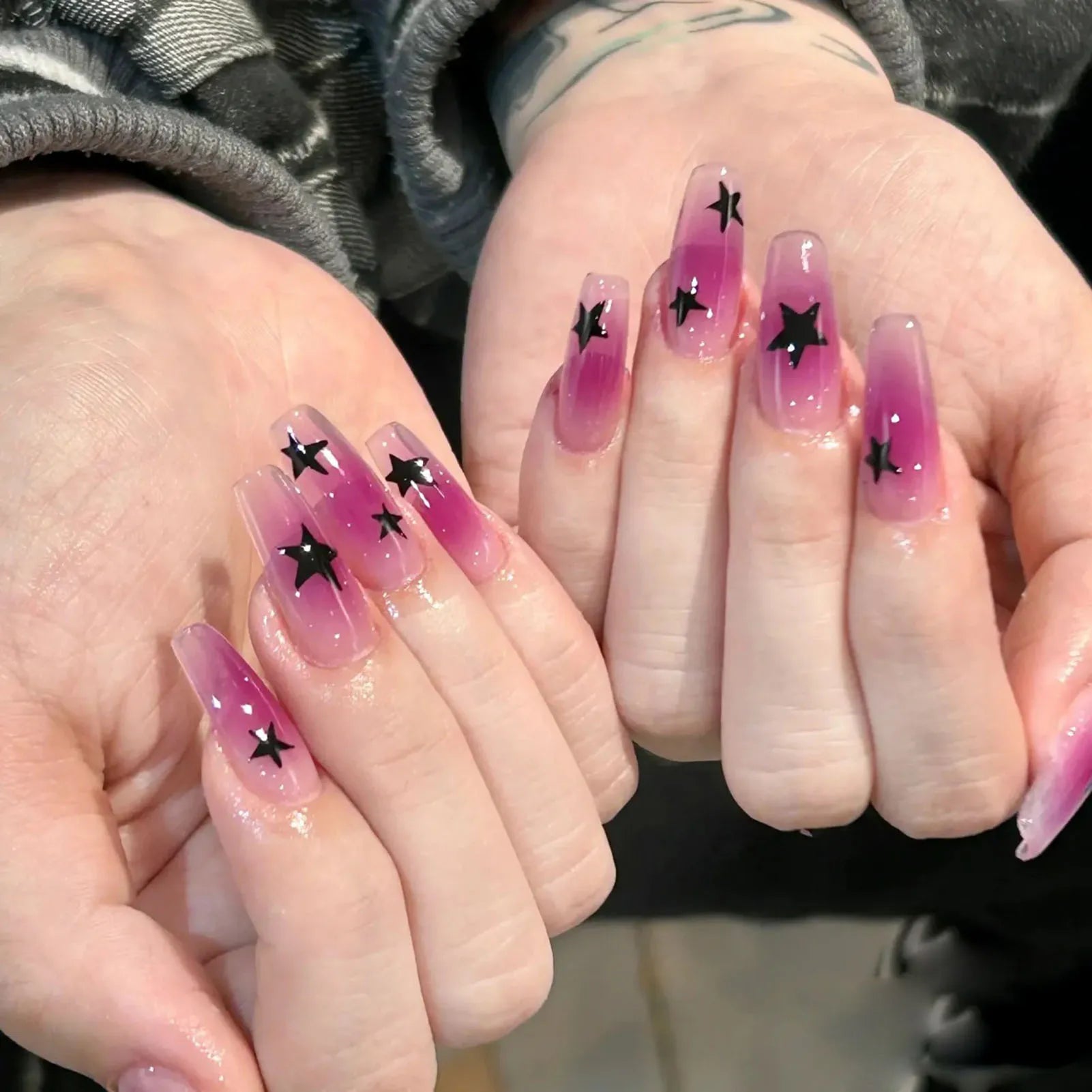 3D Star Brown French Press-On Nails