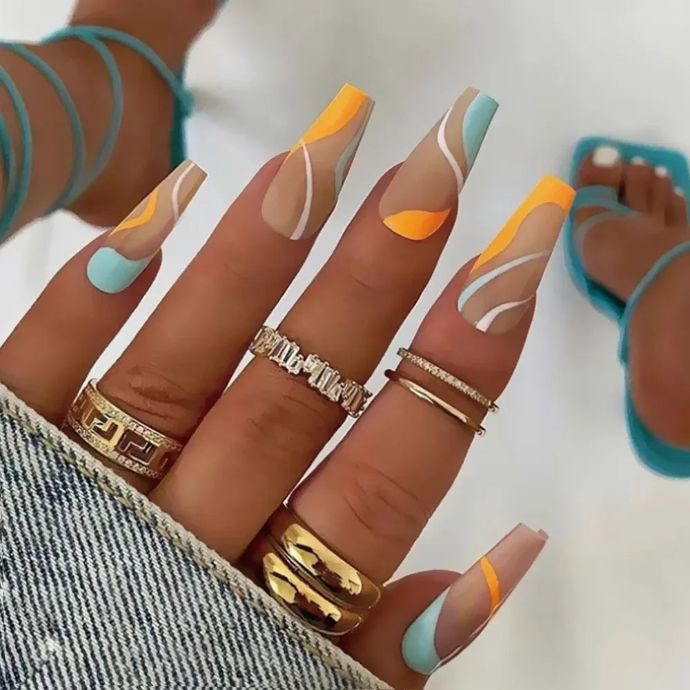 Extra Long Coffin Nail French Ballerina Full Cover
