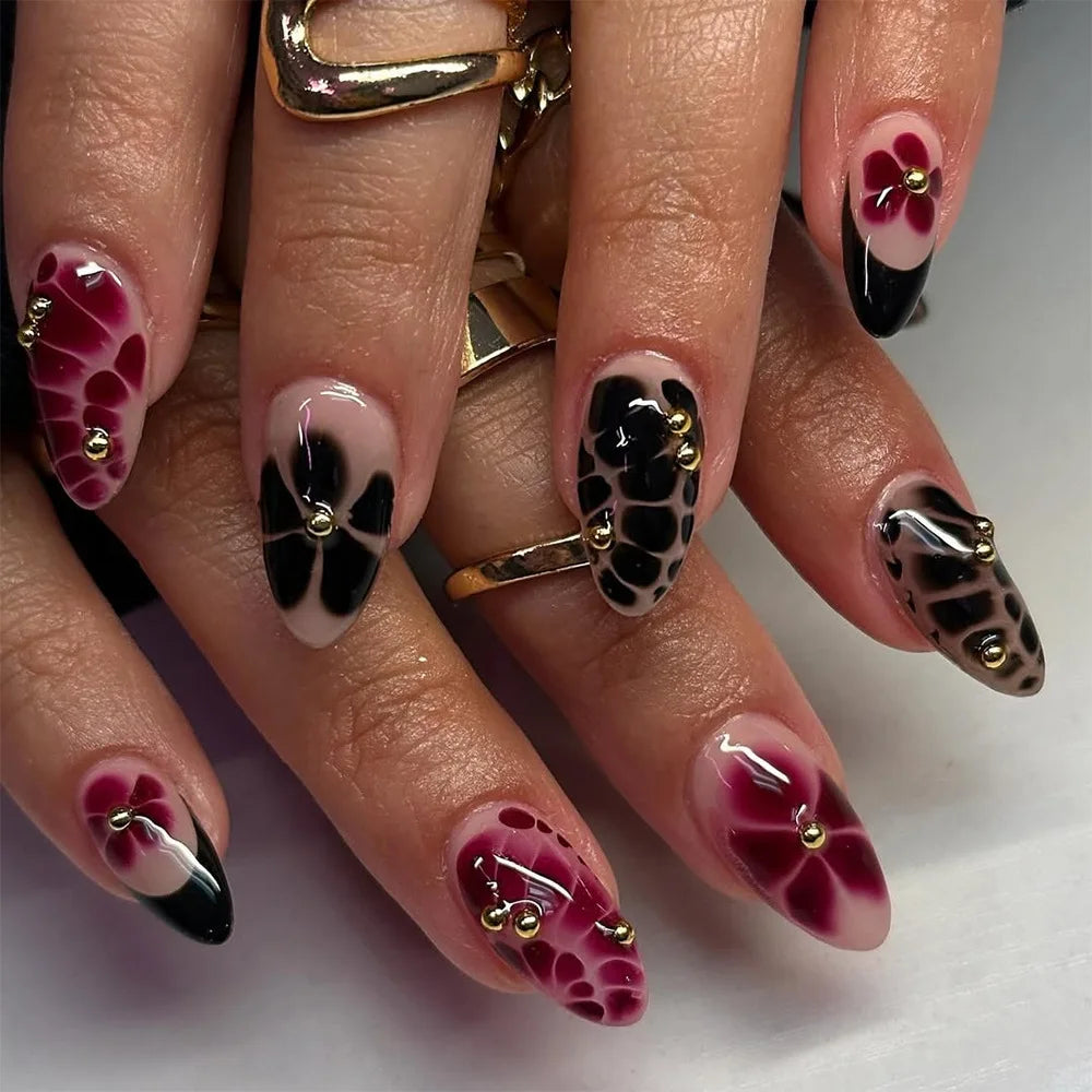 24 pc  Star French Almond Press-On Nails