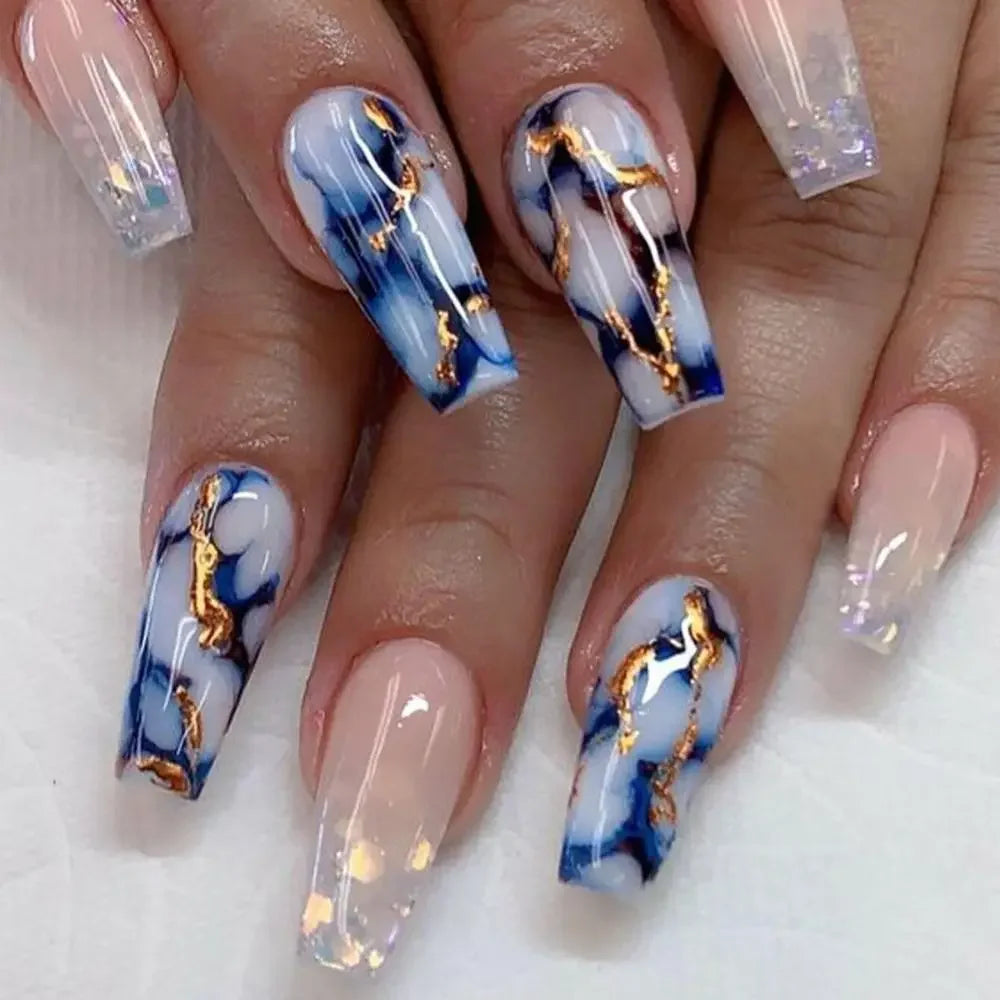 Extra Long Coffin Nail French Ballerina Full Cover