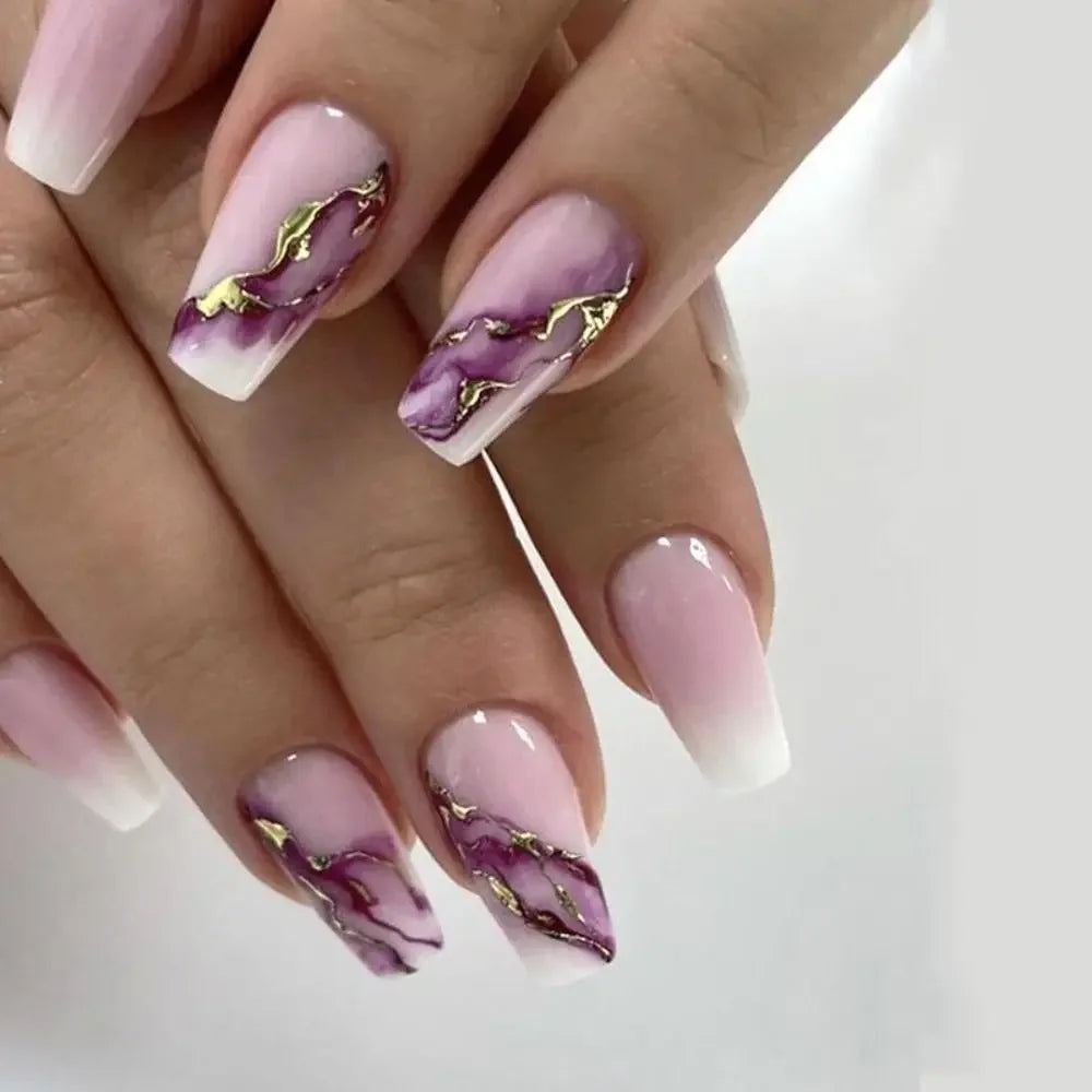Extra Long Coffin Nail French Ballerina Full Cover