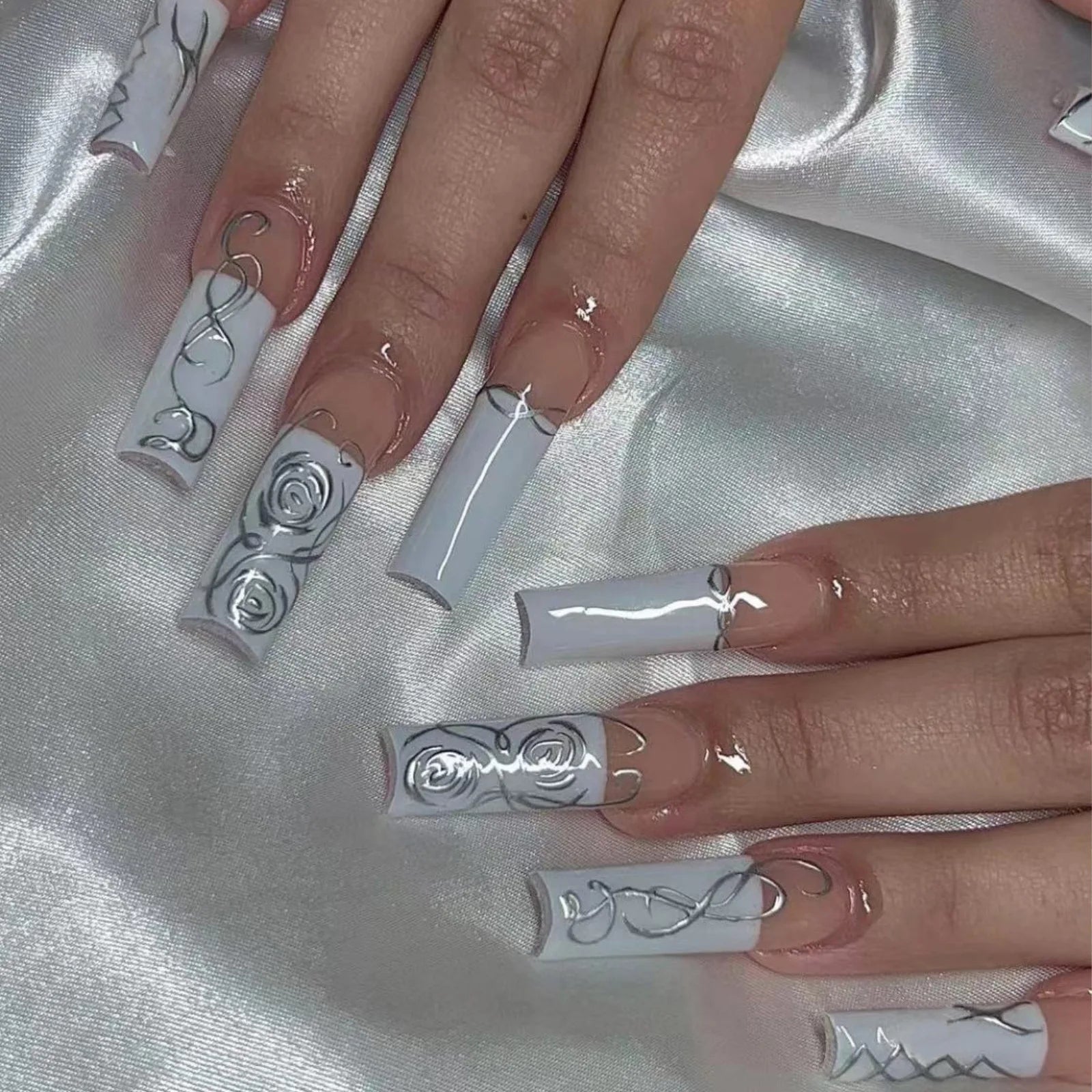 3D Star Brown French Press-On Nails
