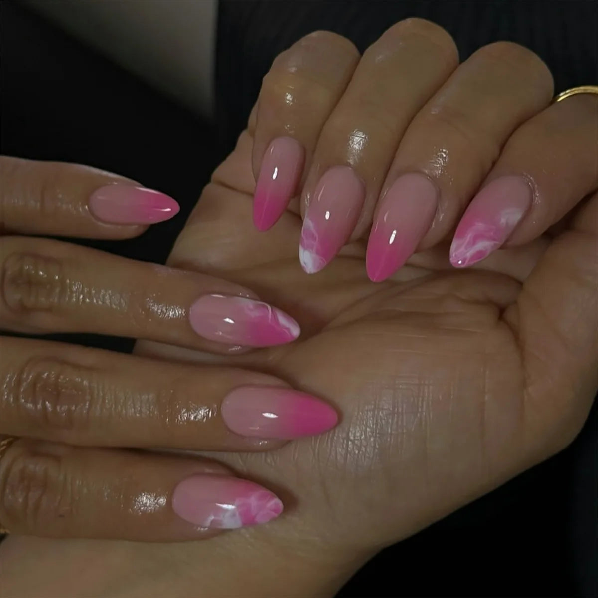 Wavy French Almond Press-On Nails