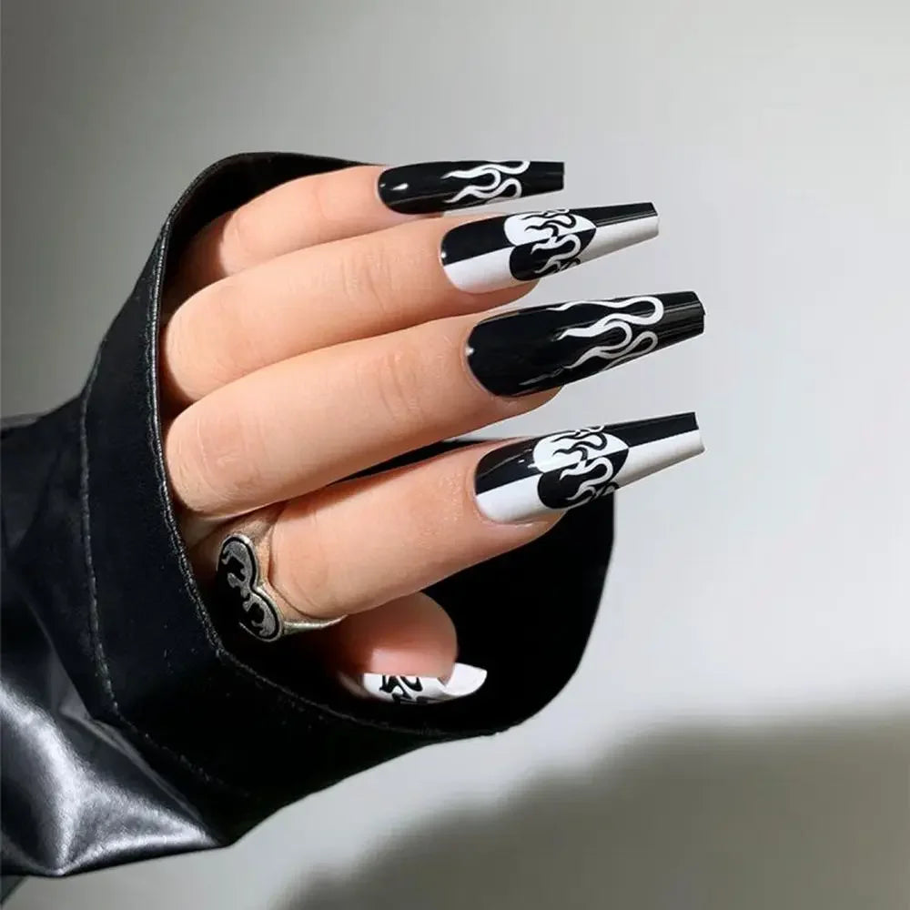Extra Long Coffin Nail French Ballerina Full Cover