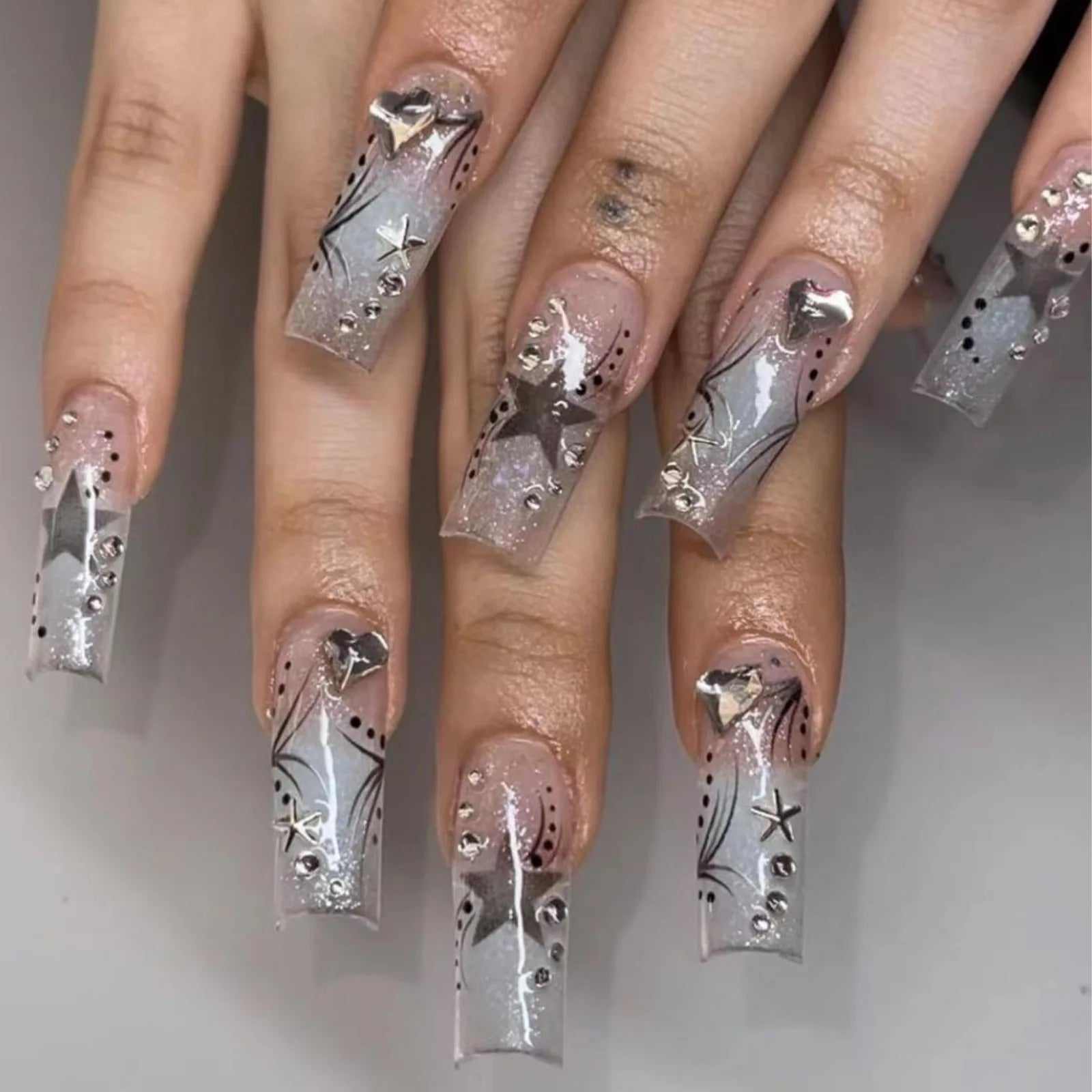 3D Star Brown French Press-On Nails