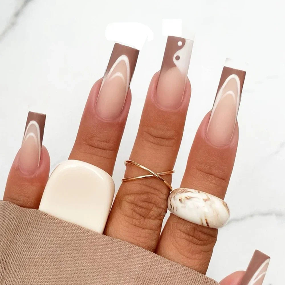 Extra Long Coffin Nail French Ballerina Full Cover