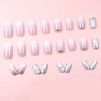 Medium Short White Press-On Nails