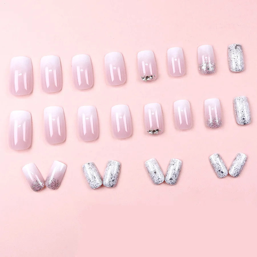 Medium Short White Press-On Nails