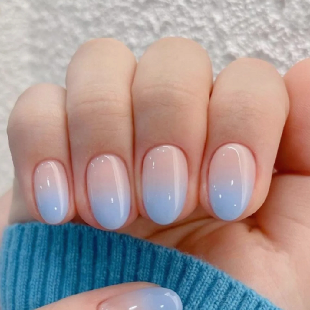 Pink Gradient Short Oval Nail Tips