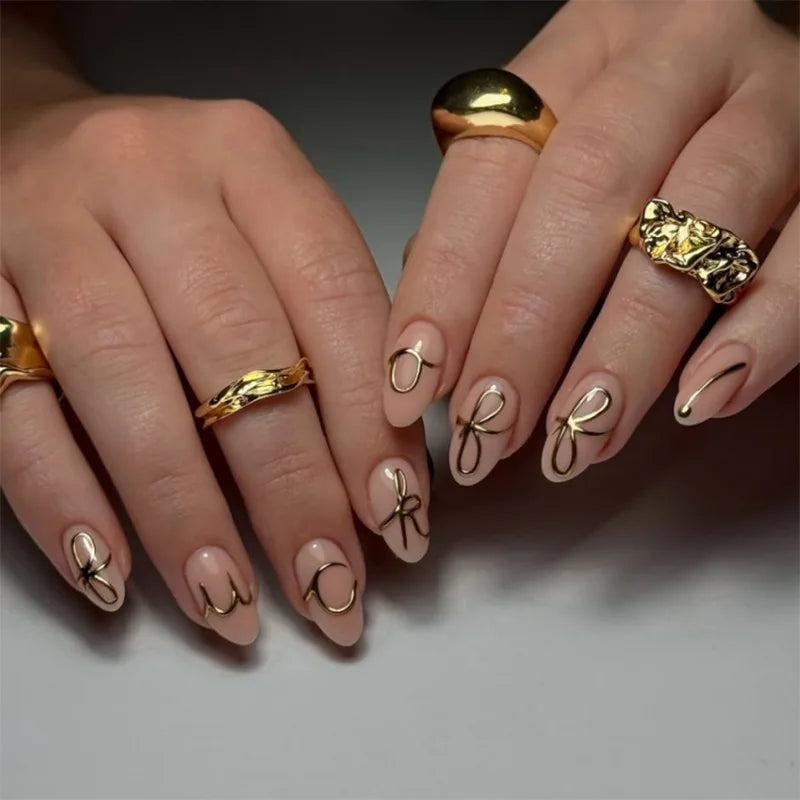 24 pc  Star French Almond Press-On Nails