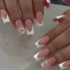 Short Almond Black & White Bow Pearl Press-On Nails