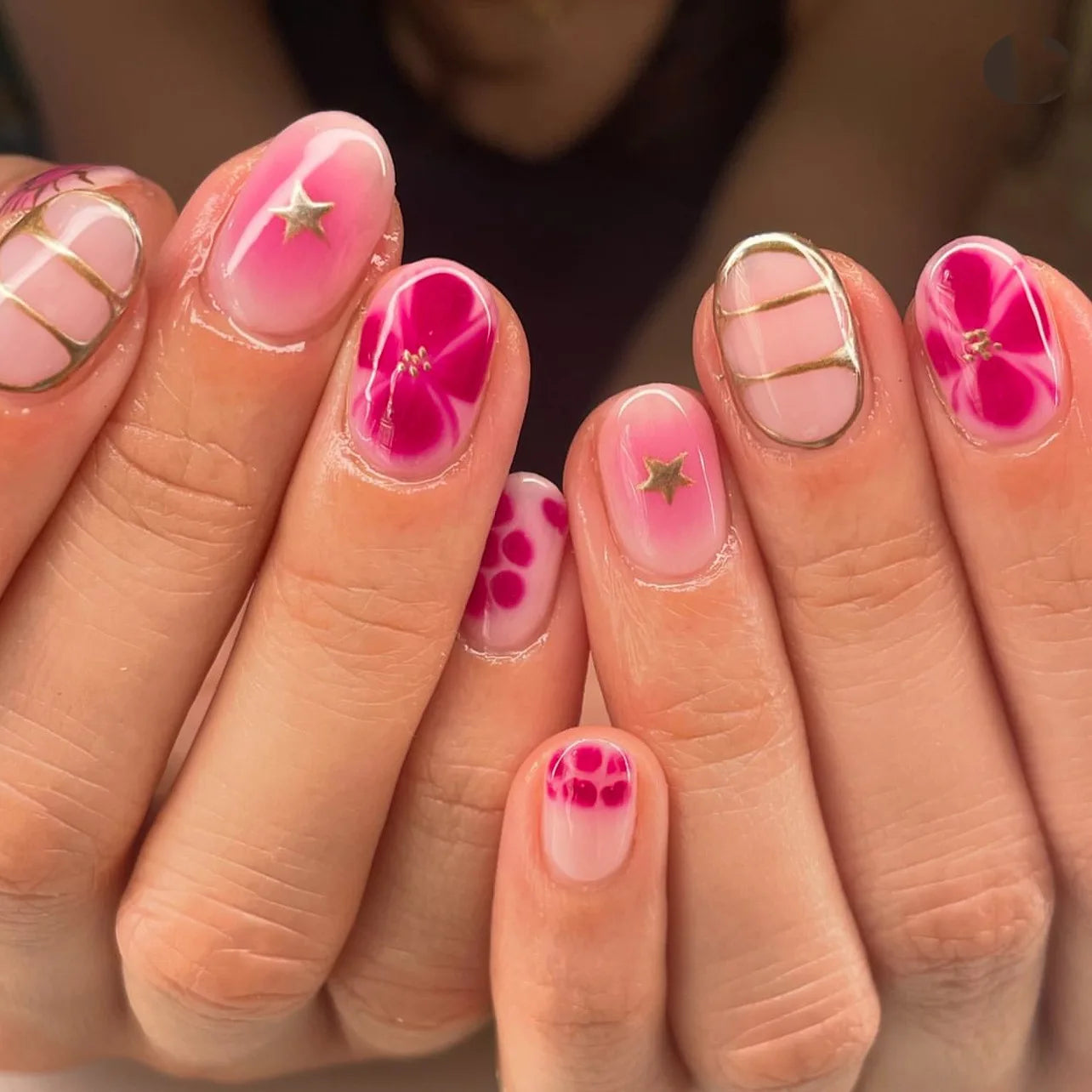24 pc  Star French Almond Press-On Nails