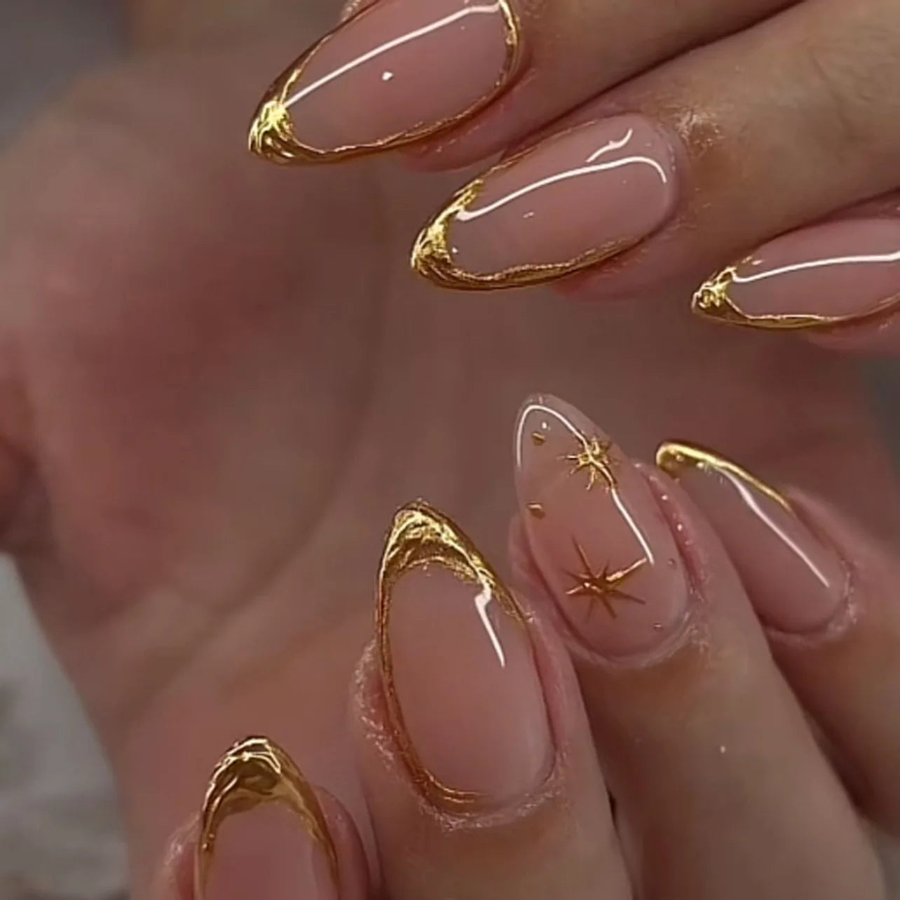 24 pc  Star French Almond Press-On Nails