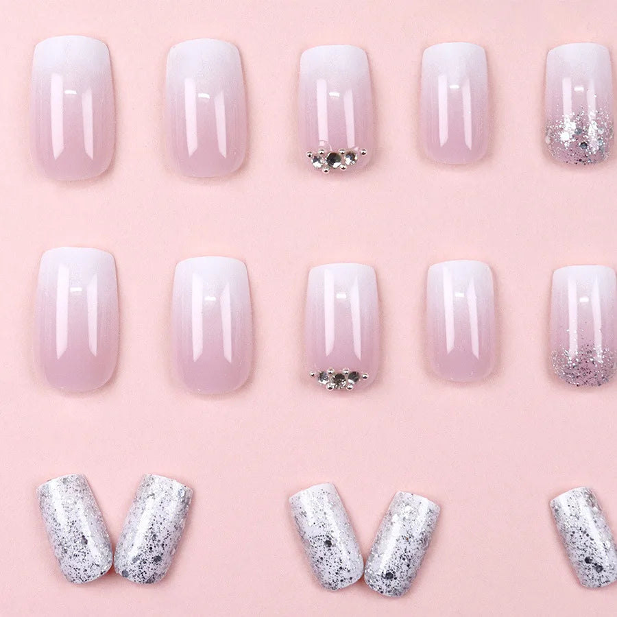 Medium Short White Press-On Nails