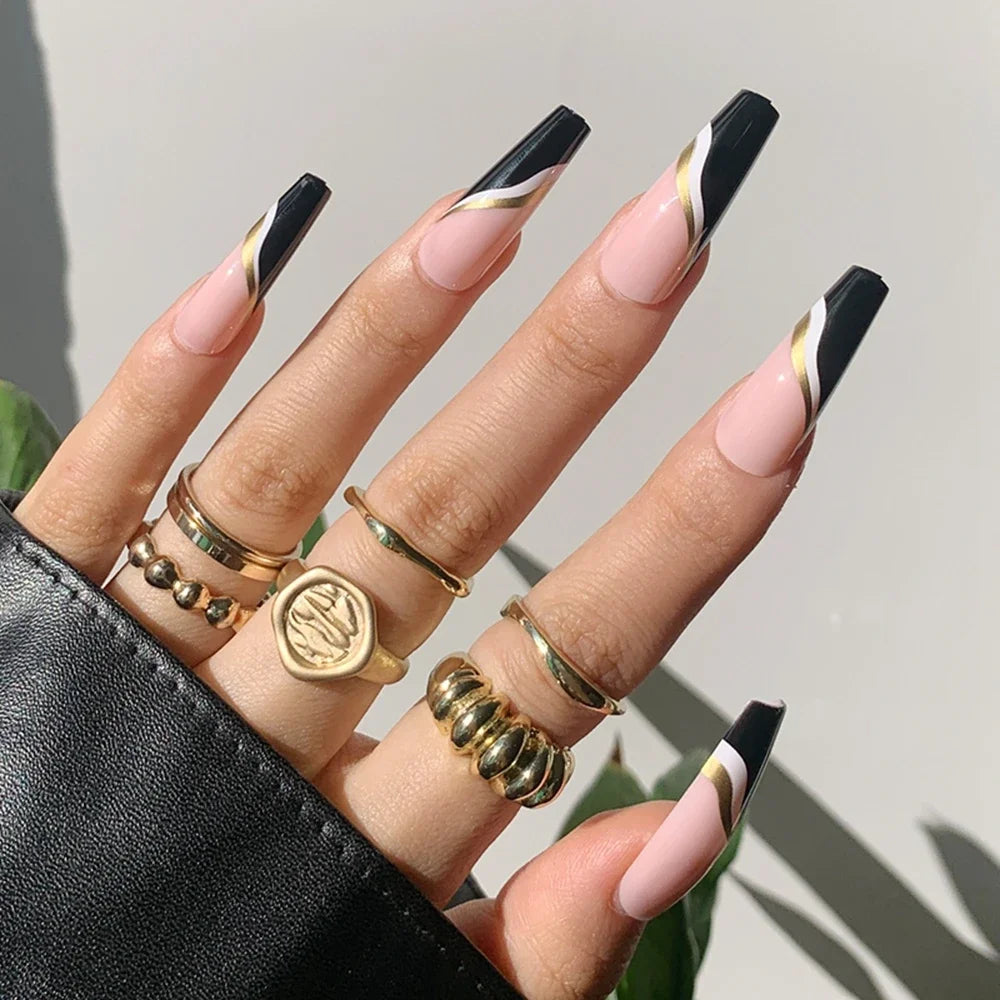 Extra Long Coffin Nail French Ballerina Full Cover