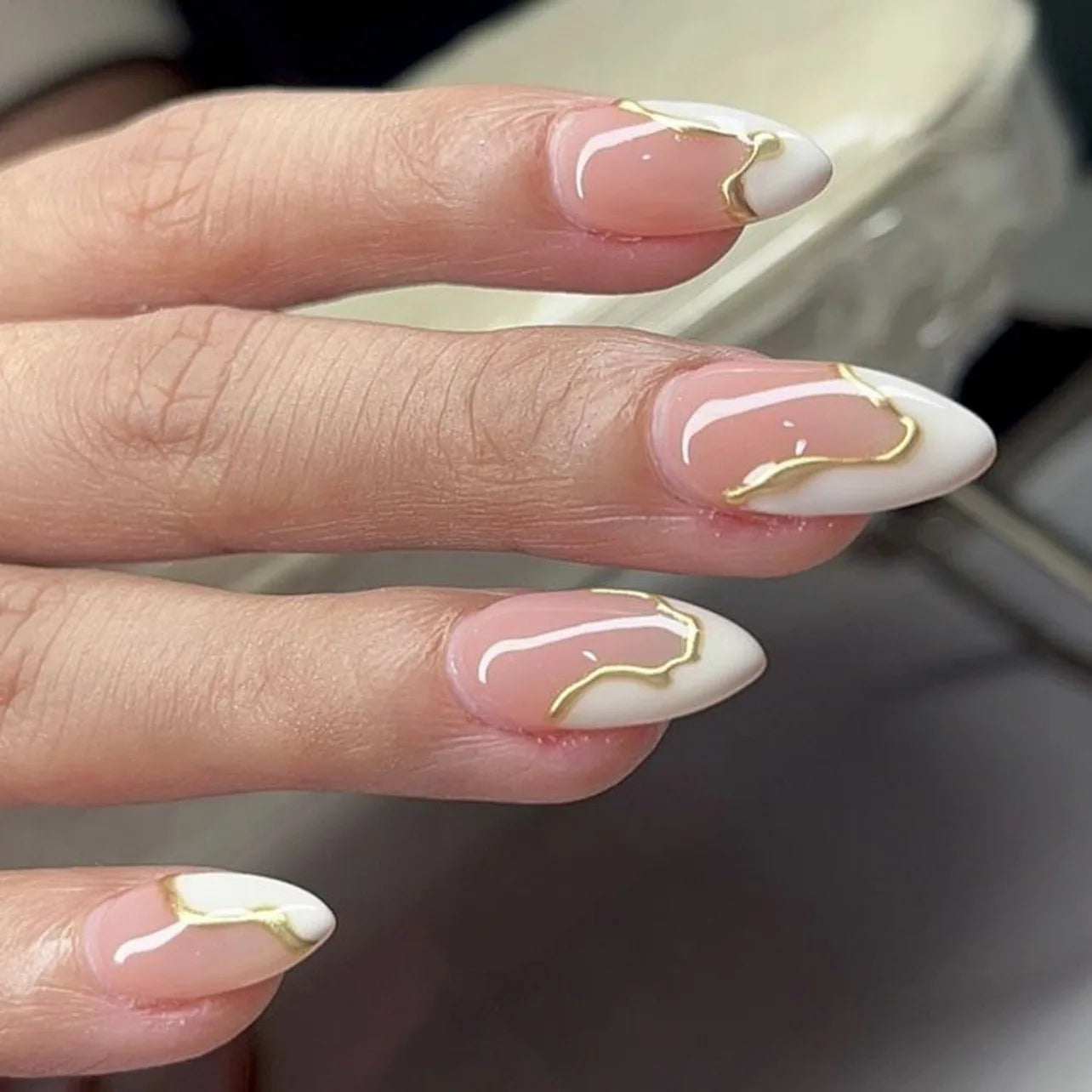 24 pc  Star French Almond Press-On Nails