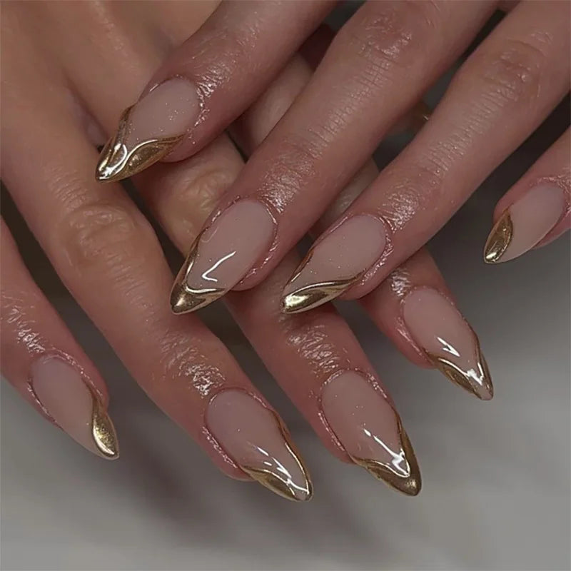 24 pc  Star French Almond Press-On Nails