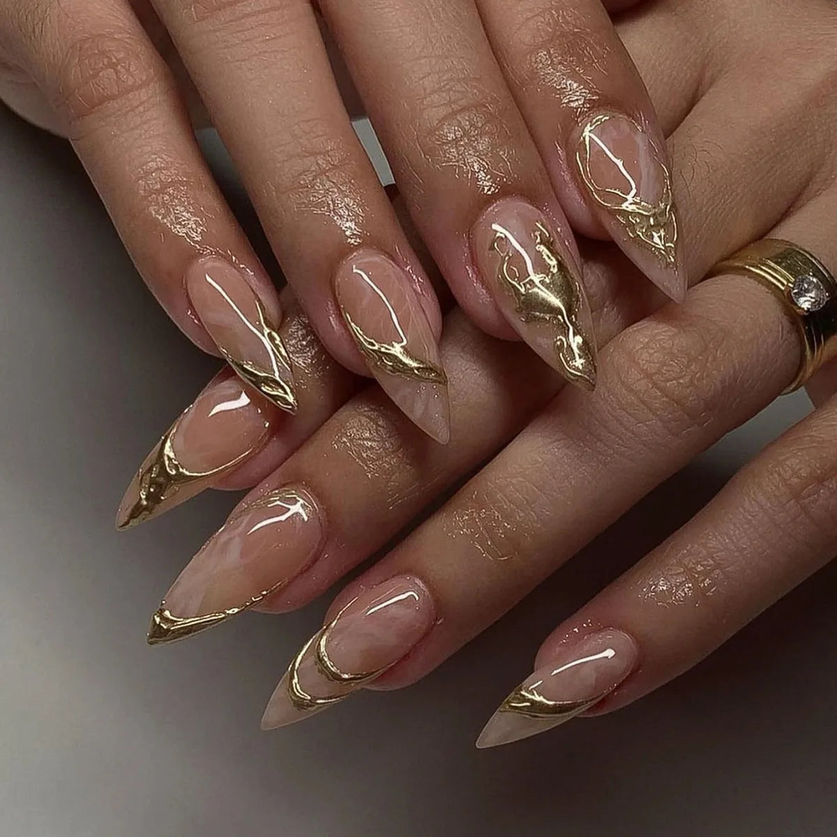 24 pc  Star French Almond Press-On Nails