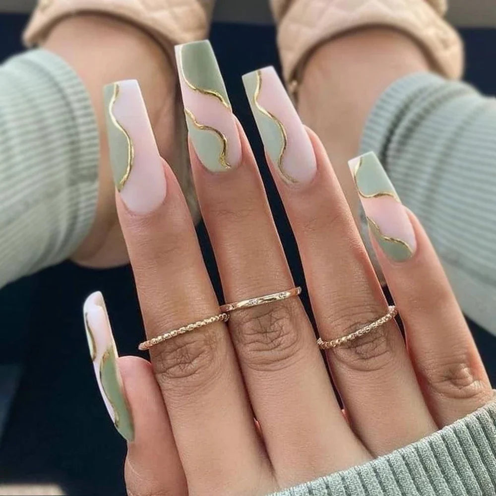 Extra Long Coffin Nail French Ballerina Full Cover