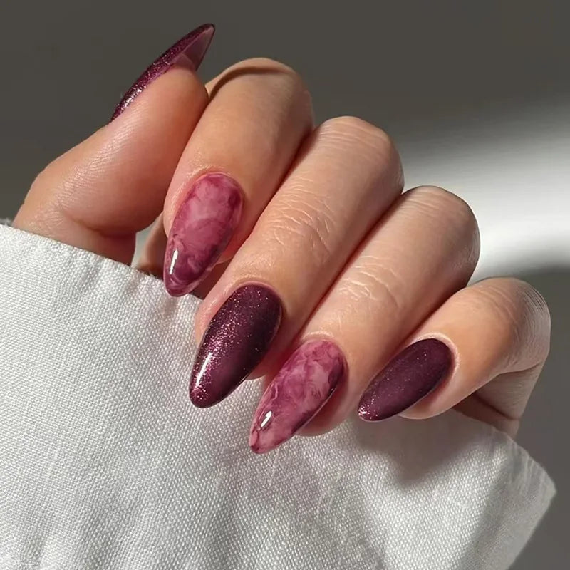 Wavy French Almond Press-On Nails