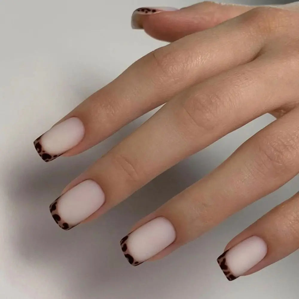 Leopard French Long Square Press-On Nails