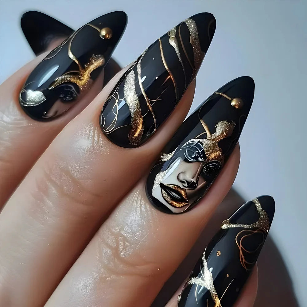 Wavy French Almond Press-On Nails