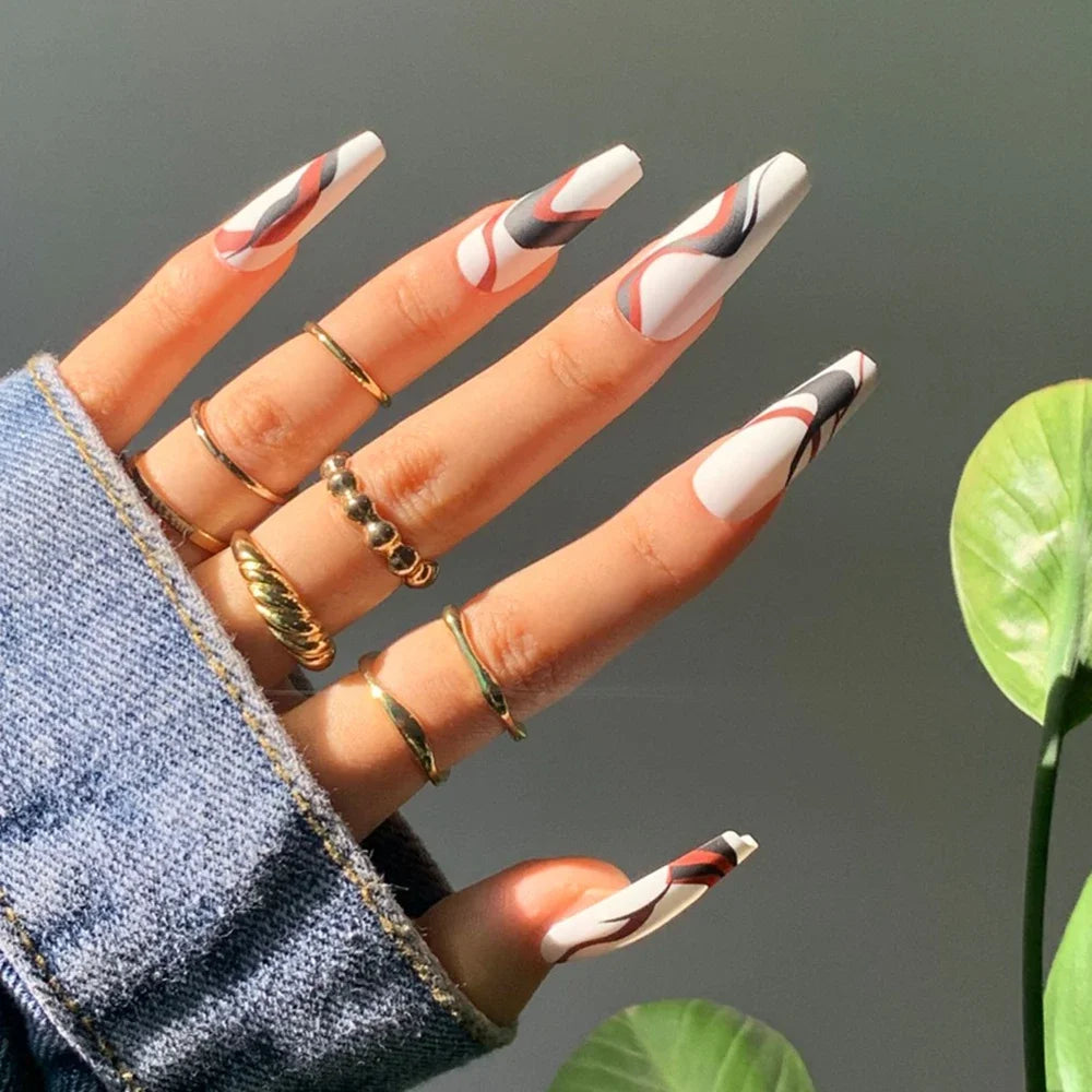 Extra Long Coffin Nail French Ballerina Full Cover