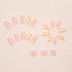 Yellow French Floral Almond Press-On Nails