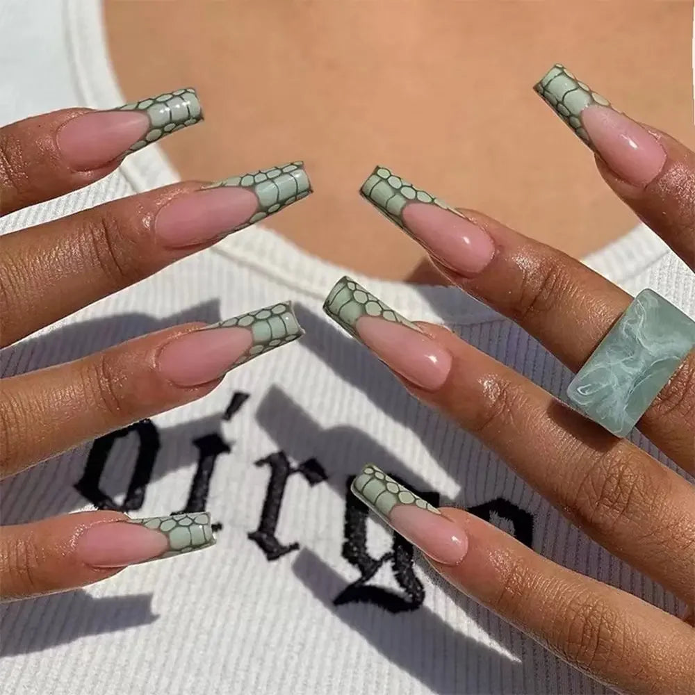 Extra Long Coffin Nail French Ballerina Full Cover