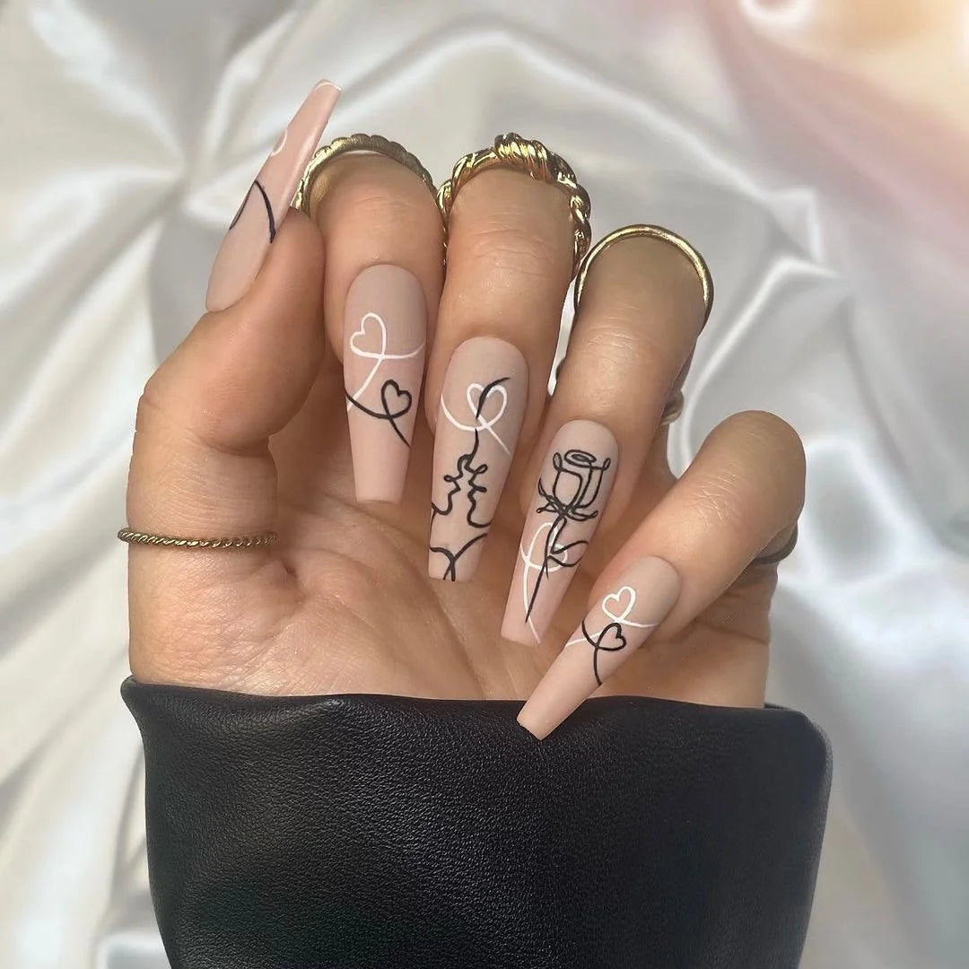 Extra Long Coffin Nail French Ballerina Full Cover