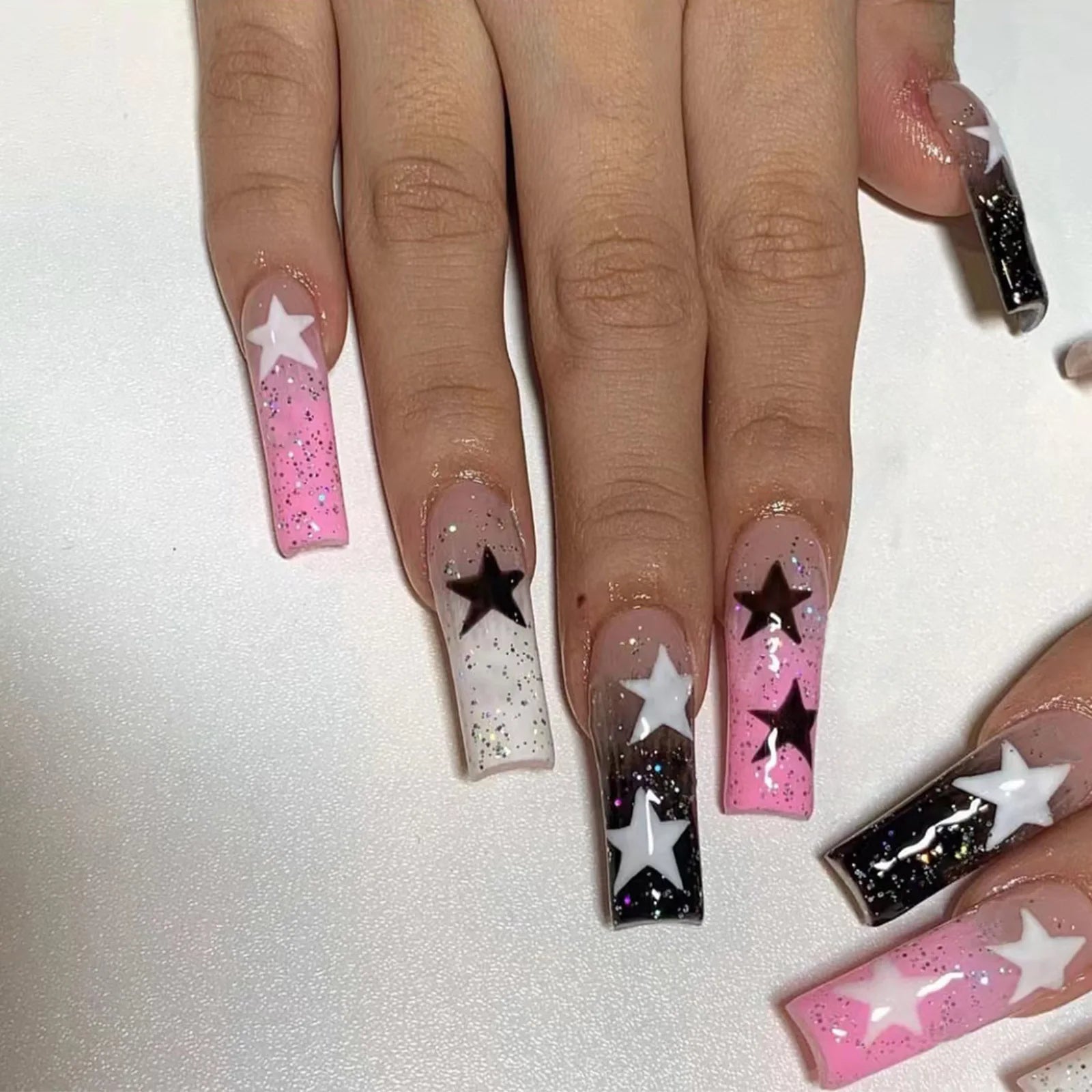 3D Star Brown French Press-On Nails