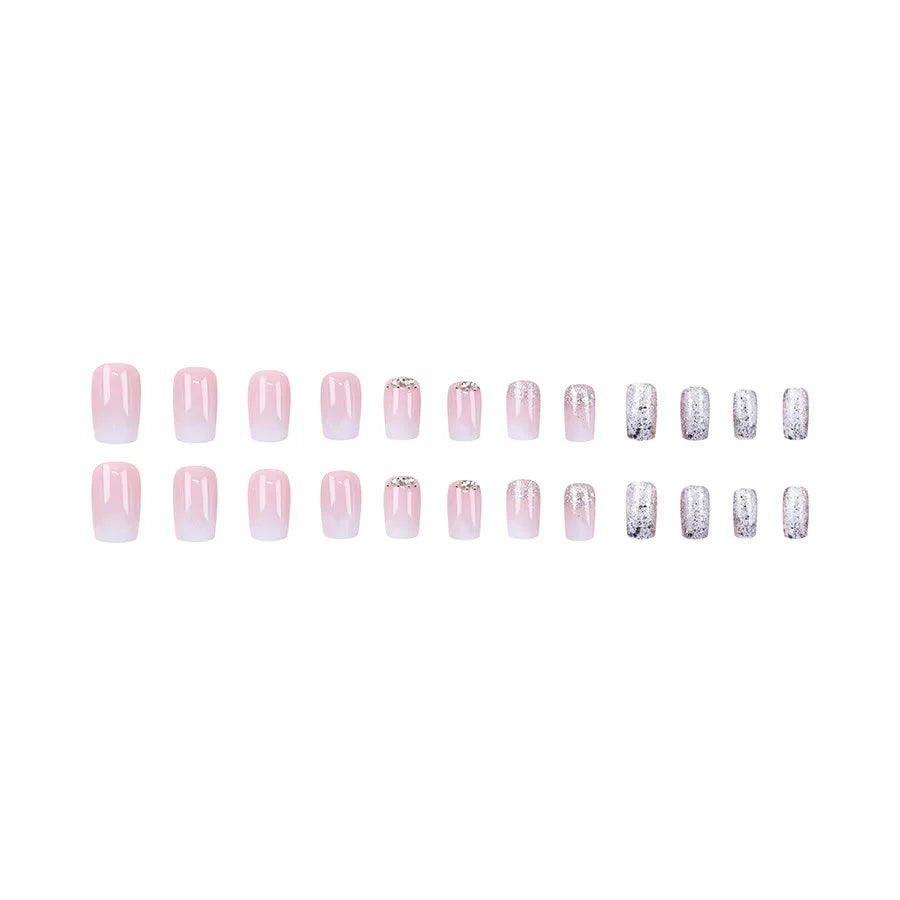 Medium Short White Press-On Nails