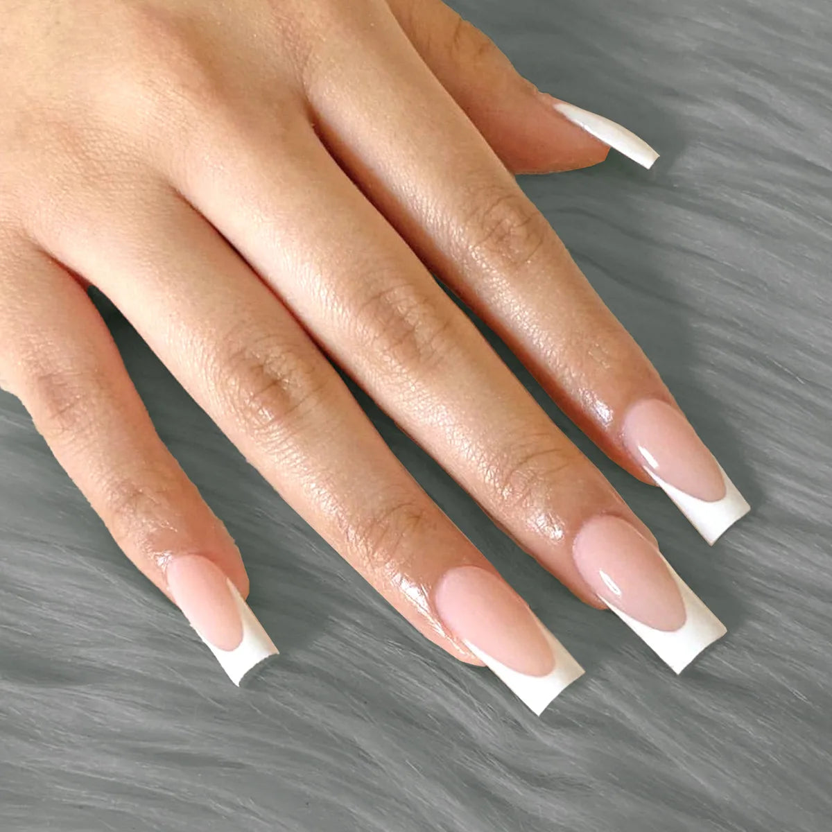 Short Almond Black & White Bow Pearl Press-On Nails