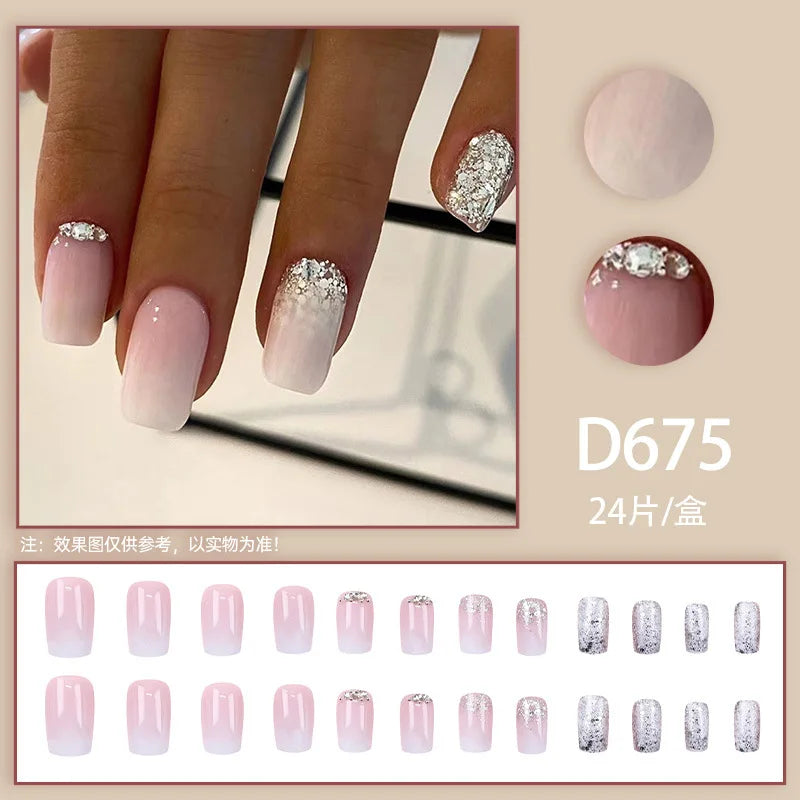Medium Short White Press-On Nails