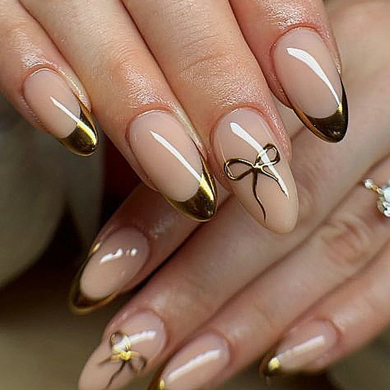 24 pc  Star French Almond Press-On Nails