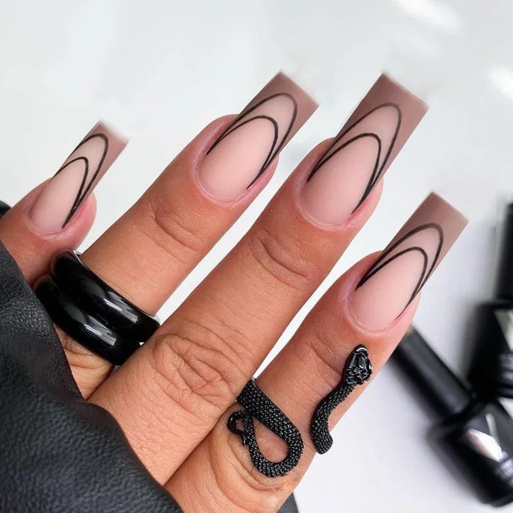 Extra Long Coffin Nail French Ballerina Full Cover