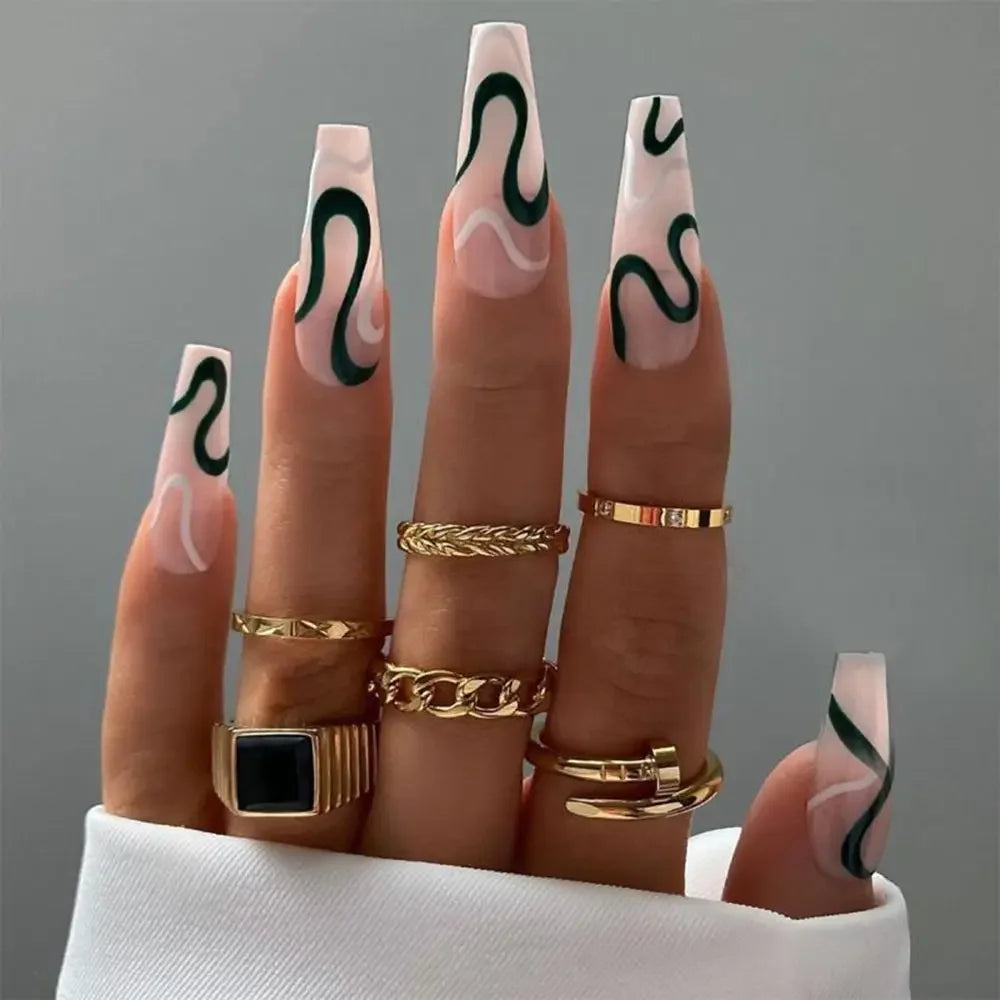 Extra Long Coffin Nail French Ballerina Full Cover