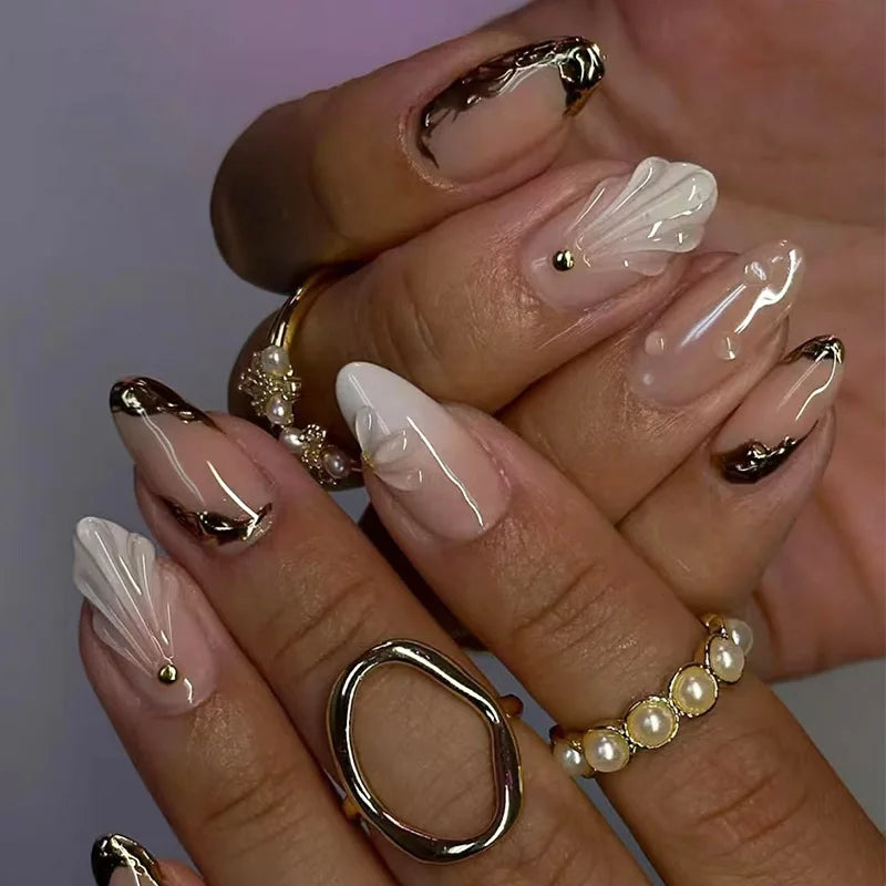 24 pc  Star French Almond Press-On Nails