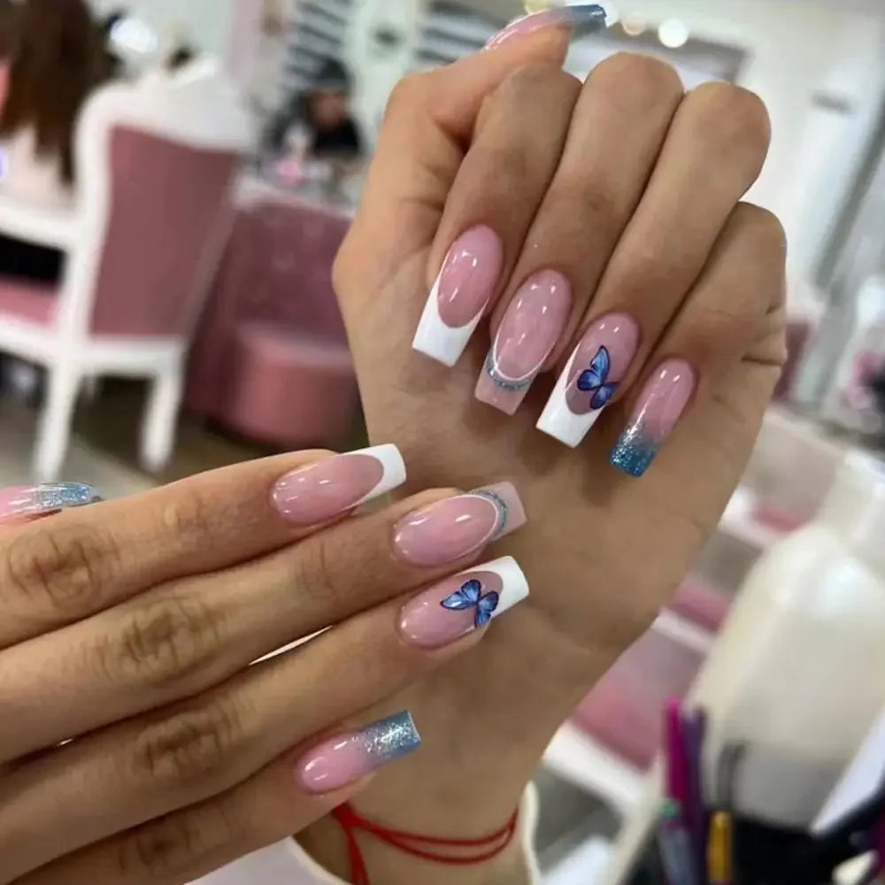 Extra Long Coffin Nail French Ballerina Full Cover